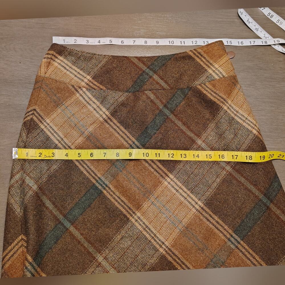 Lauren Ralph Lauren Wool Plaid Equestrian Buckle Midi Skirt Size 6 - Picture 6 of 16